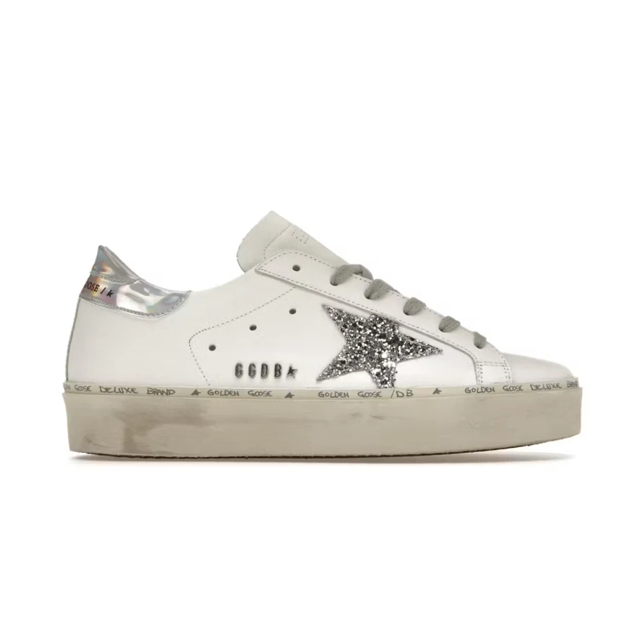 Golden Goose Hi Star White Glitter Star Mirror Heel