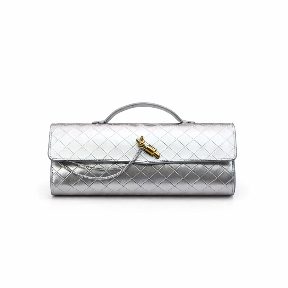 Bottega Veneta Andiamo Clutch Silver
