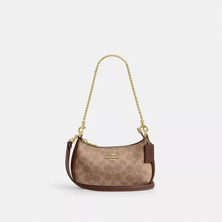 Coach Teri Shoulder Bag Gold Tan Brown