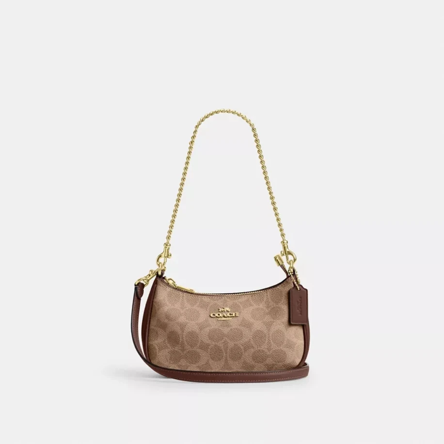 Coach Teri Shoulder Bag Gold Tan Brown