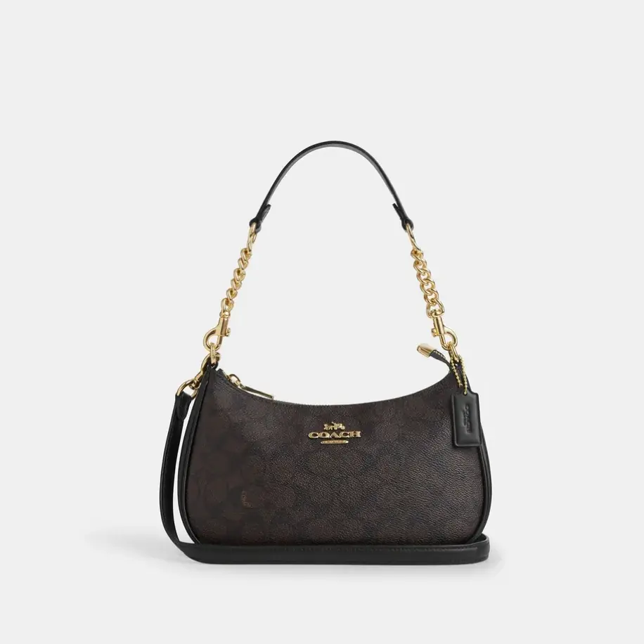 Coach Teri Shoulder Bag Walnut Black