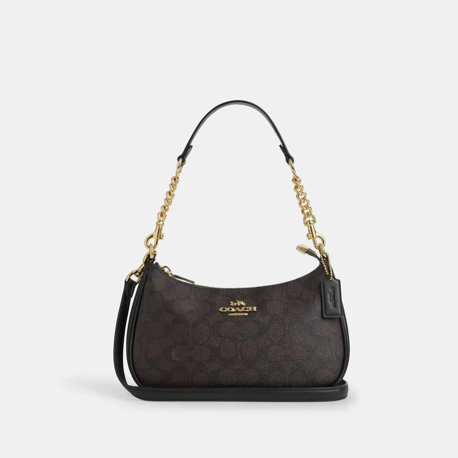 Coach Teri Shoulder Bag Walnut Black