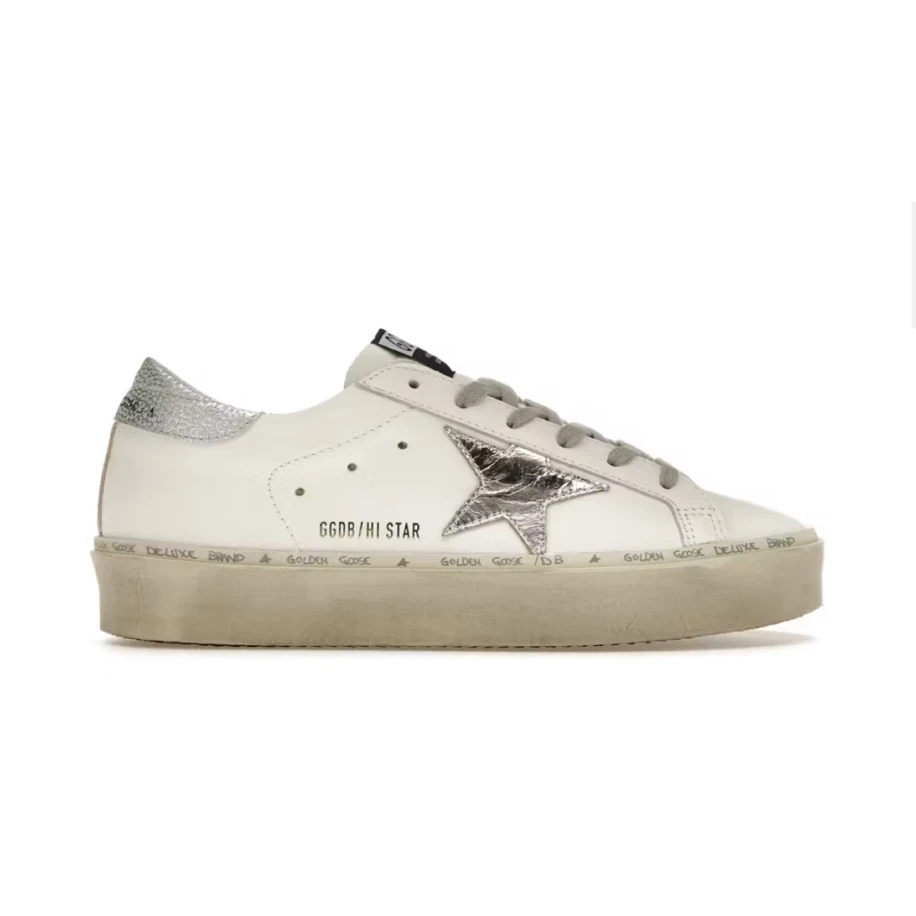 Golden Goose Hi Star White Silver