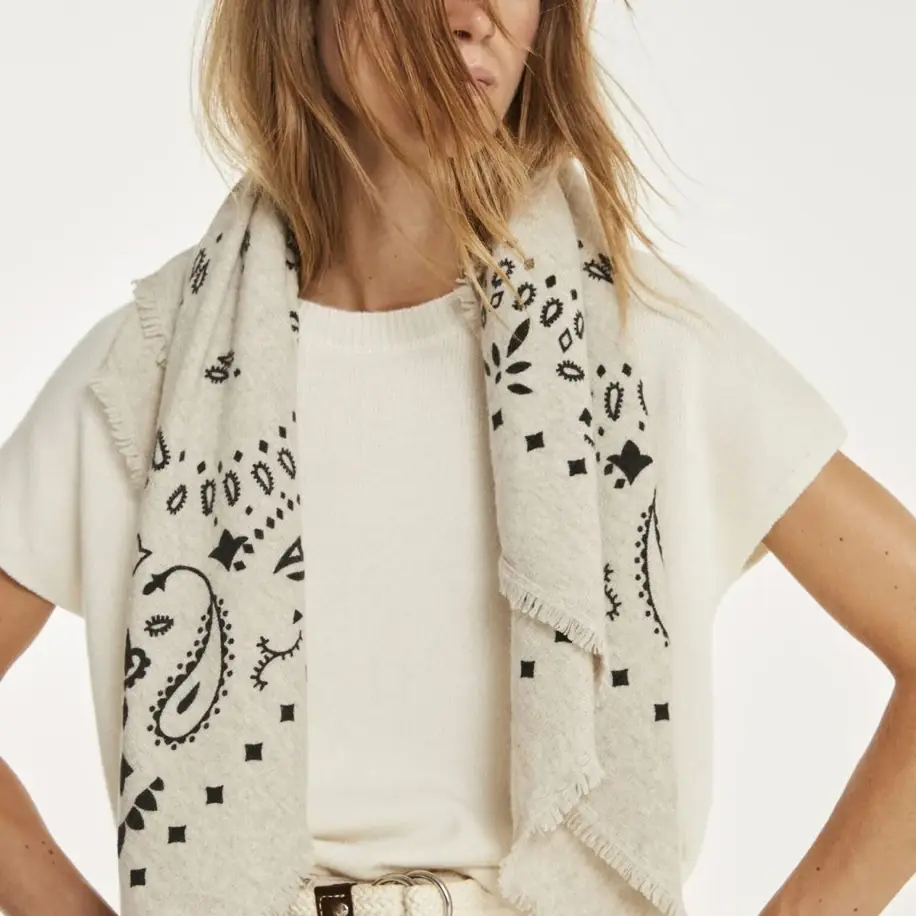 Kujten Large Cashmere Bandana Hachiko Oats White görsel 2
